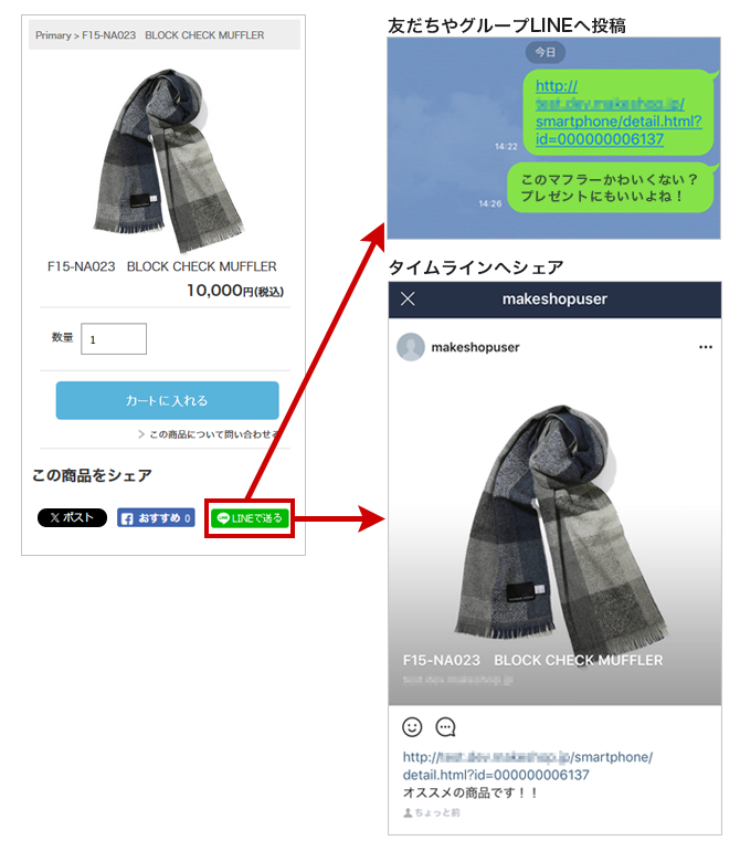 「LINEで送る」ボタンを設置