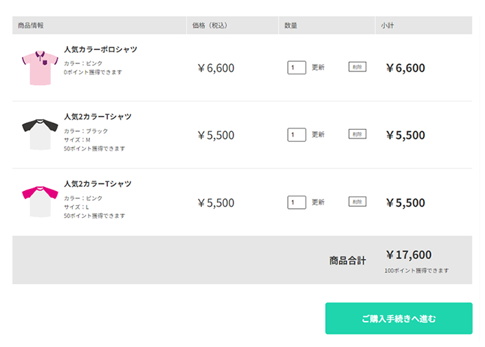 買い物かごにも表示させましょう！