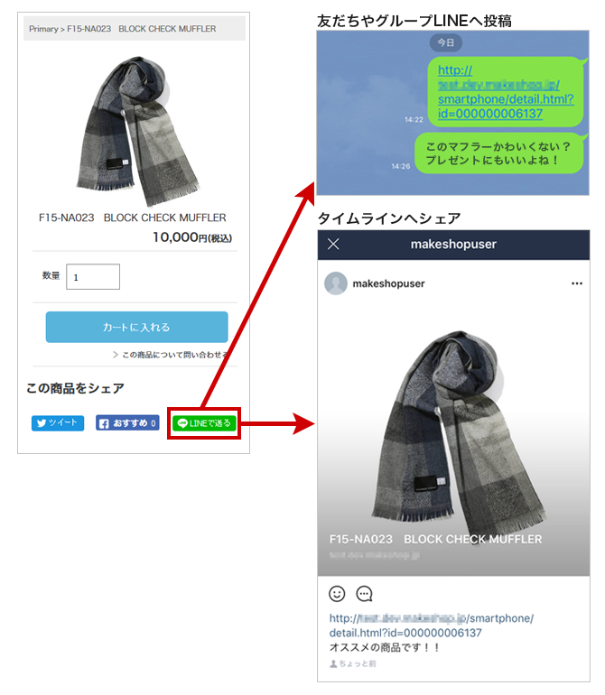 「LINEで送る」ボタンを設置